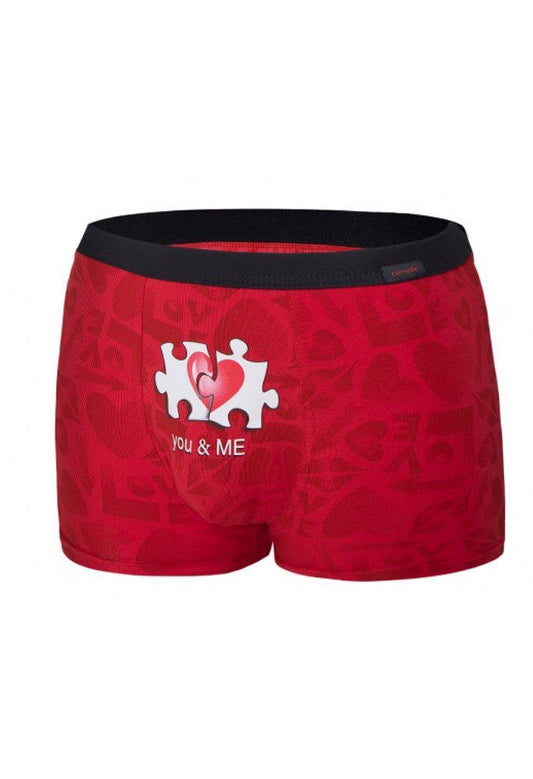 Boxer rosso da uomo in cotone con cuoricino you & me