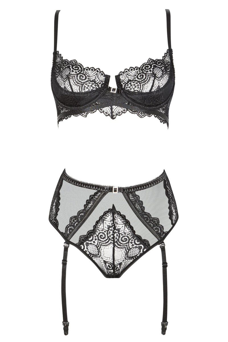 Completo intimo 2 pezzi pizzo nero Ravenna