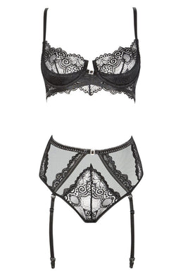 Completo intimo 2 pezzi pizzo nero Ravenna