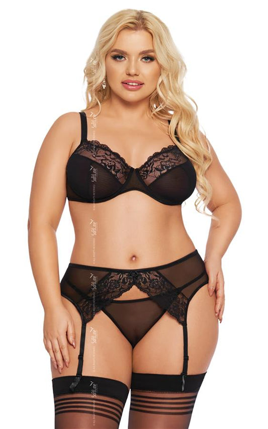 Completino initmo tre pezzi pizzo e tulle taglie forti