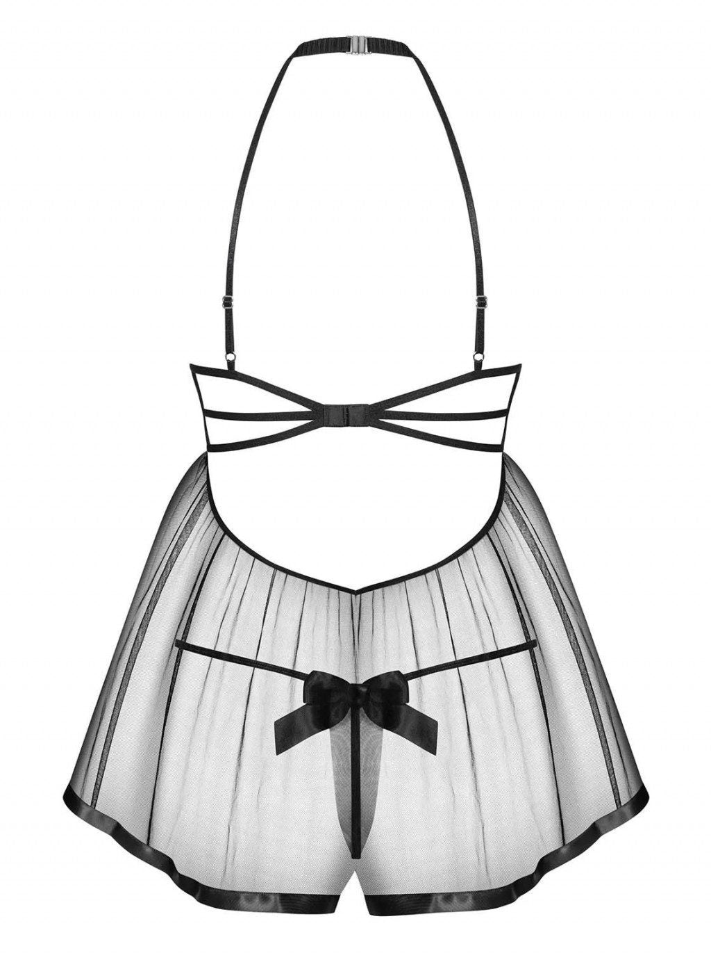 Babydoll a coppa aperta con fiocco Delishya nero