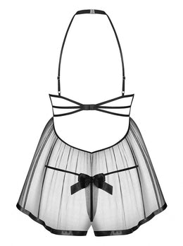 Babydoll a coppa aperta con fiocco Delishya nero