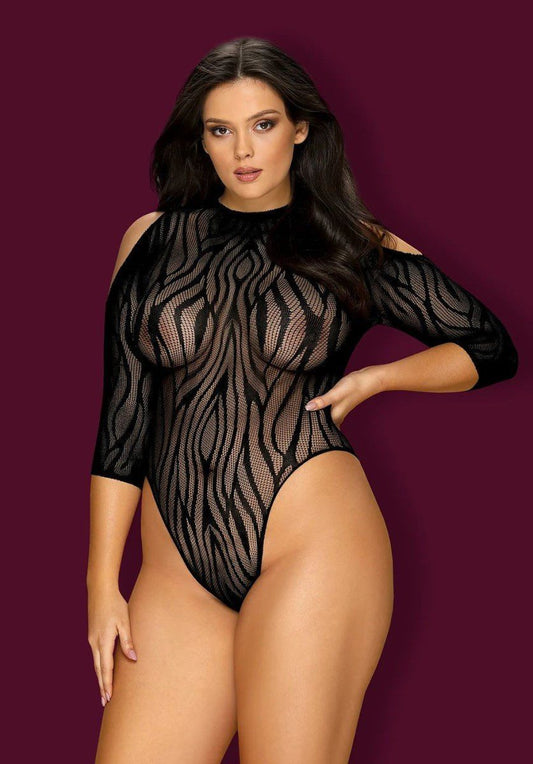 Body zebrato a rete taglie plus B130