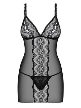 Sottoveste trasparente con pizzo nero