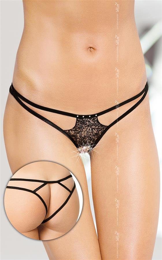 Mutandina nera aperta con strass