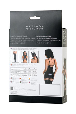 Abito in tessuto lucido simil latex con reggicalze