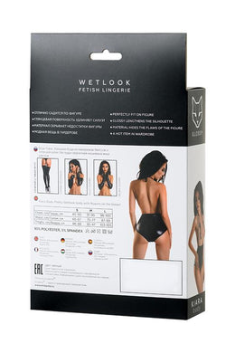 Body in tessuto lucido simil latex e tulle trasparene