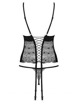Corsetto nero in pizzo ricamato Sharlotte