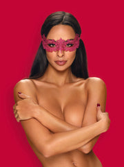 Maschera ricamata rosa fucsia in tessuto A701