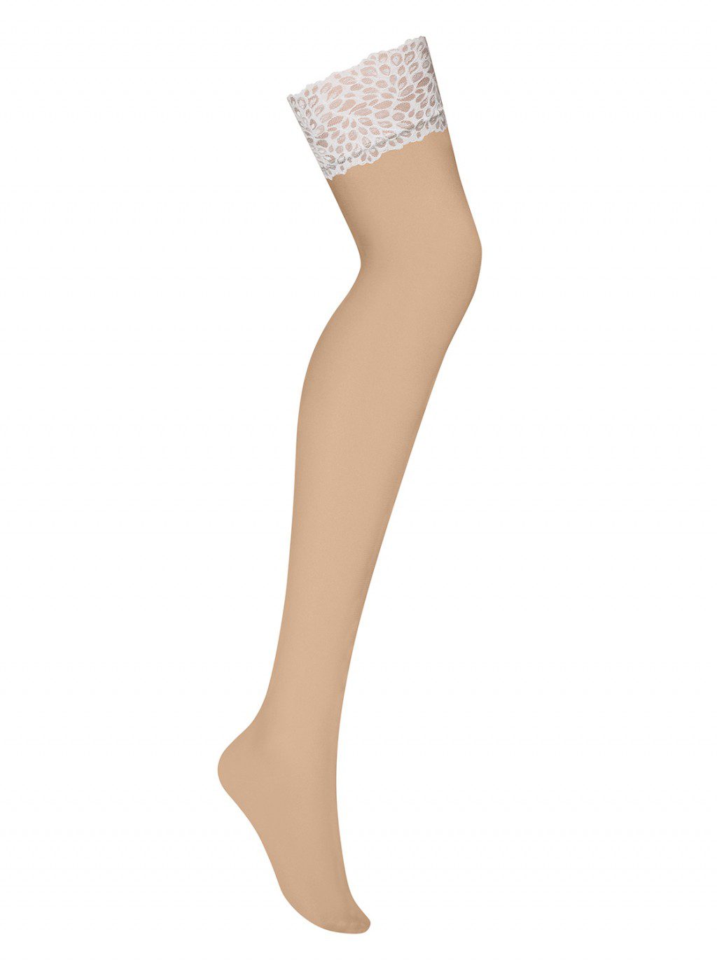 Calze da reggicalze nude balza in pizzo bianco Lilyanne