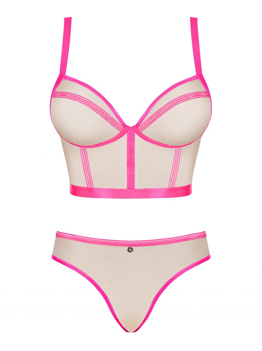 Completino trasparente con inserti rosa Nudelia