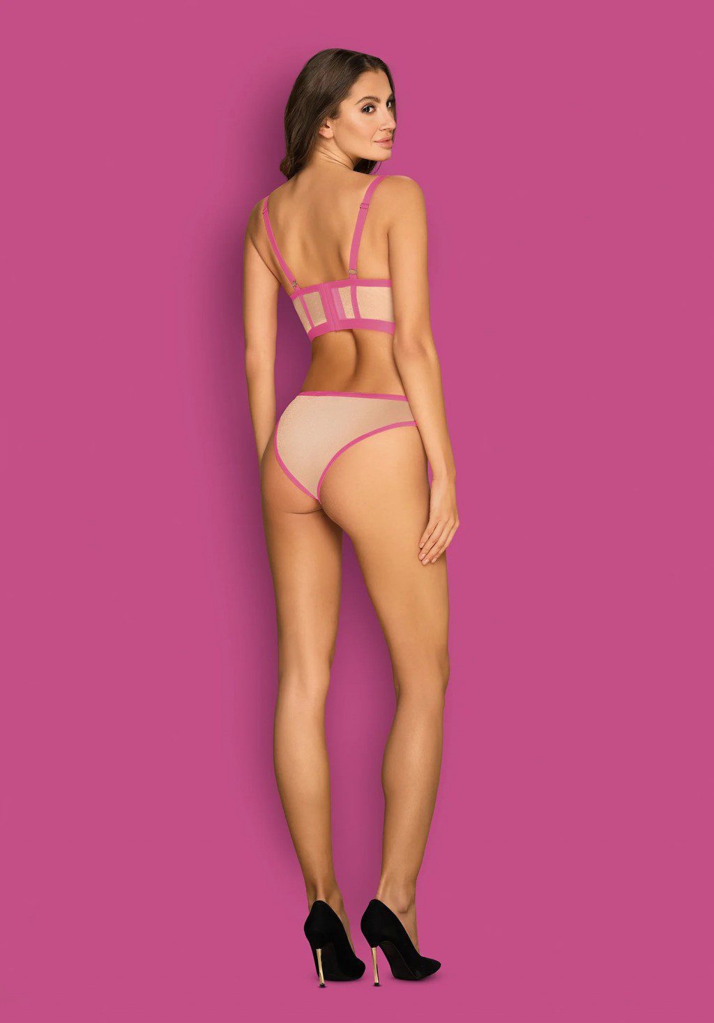 Completino trasparente con inserti rosa Nudelia