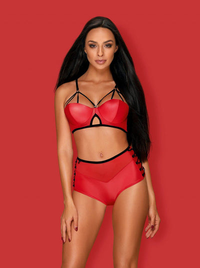 Completino rosso simil latex 2 pezzi