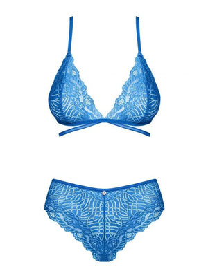 Completino blu 2 pezzi in pizzo Bluellia