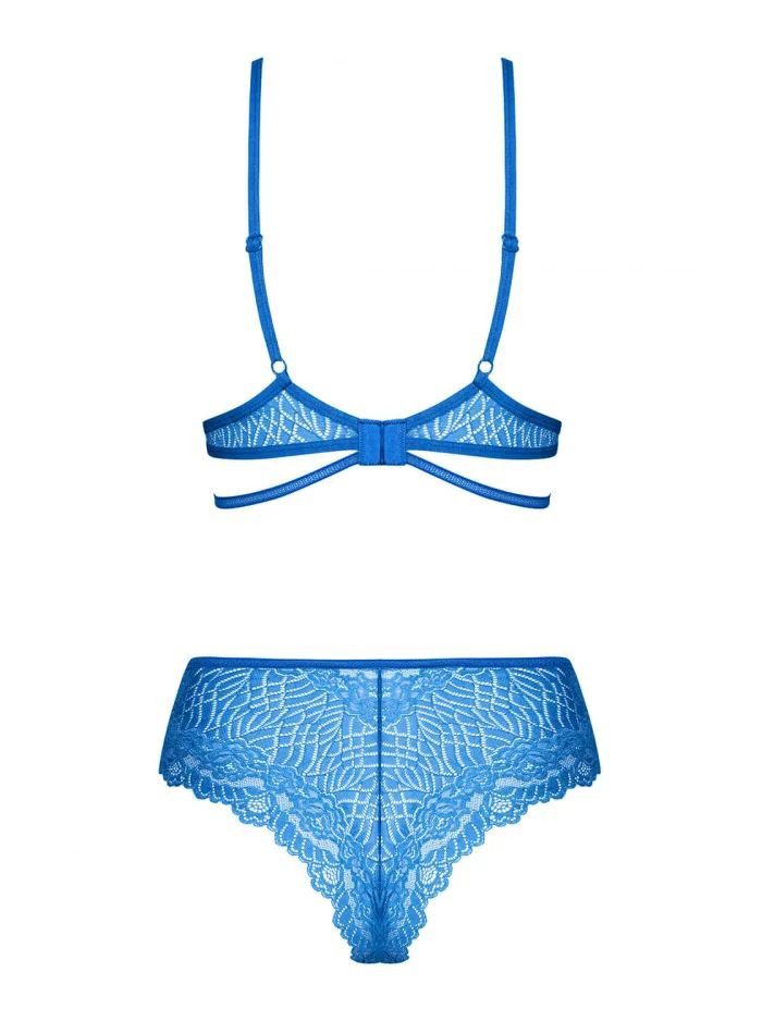 Completino blu 2 pezzi in pizzo Bluellia