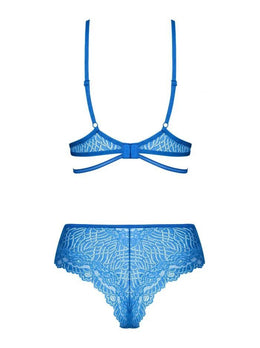 Completino blu 2 pezzi in pizzo Bluellia