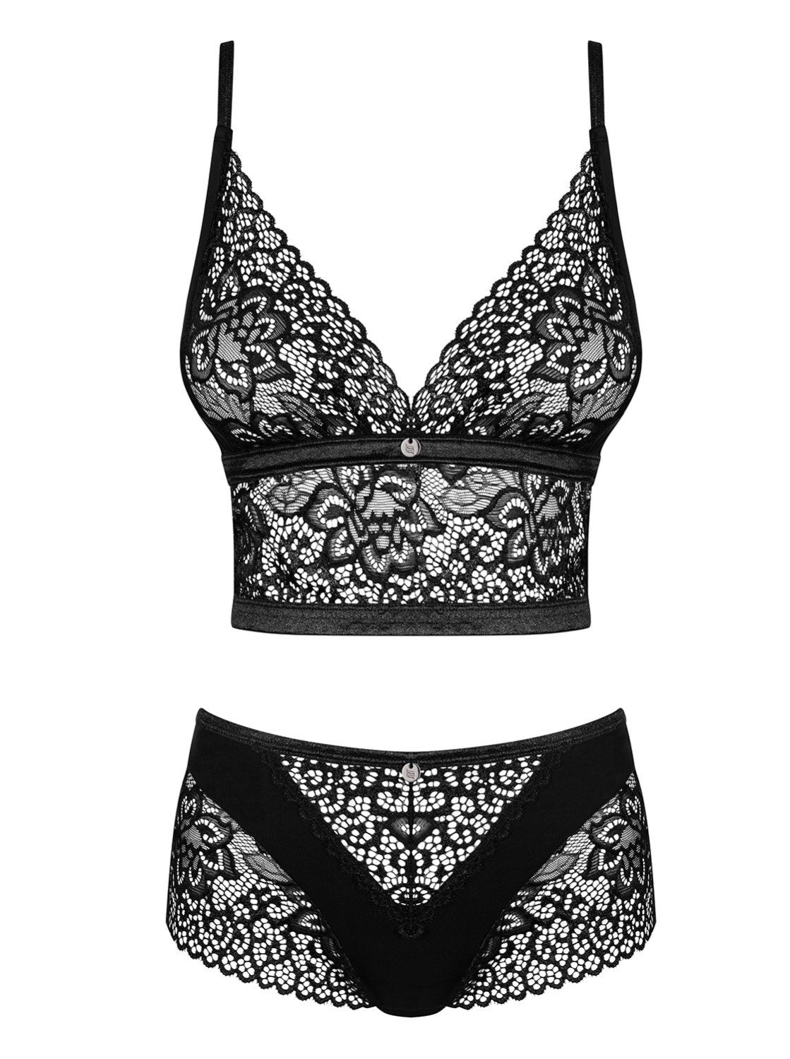 Completo in pizzo nero taglie plus Cecilla