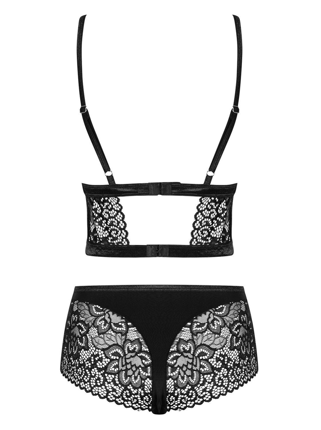 Completo in pizzo nero taglie plus Cecilla