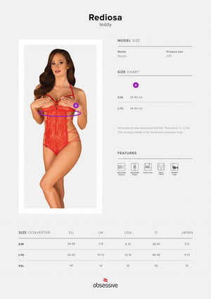 Body aperto in pizzo rosso Rediosa