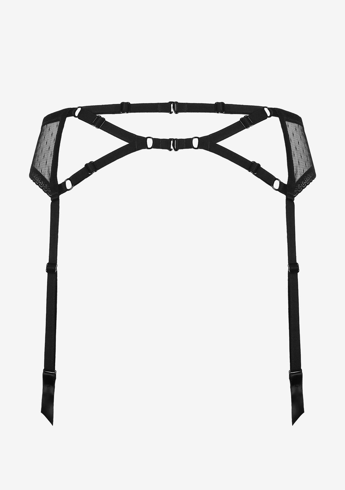 Reggicalze in pizzo nero e stringhe Brush