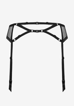 Reggicalze in pizzo nero e stringhe Brush