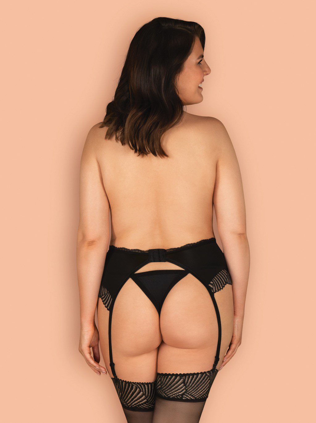 Reggicalze in pizzo nero Klarita taglie plus