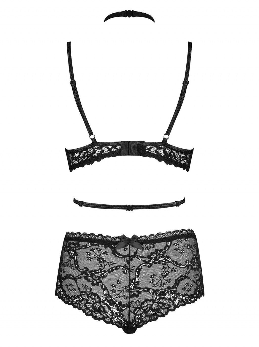 Completino nero 2 pezzi con collarino Raquelia