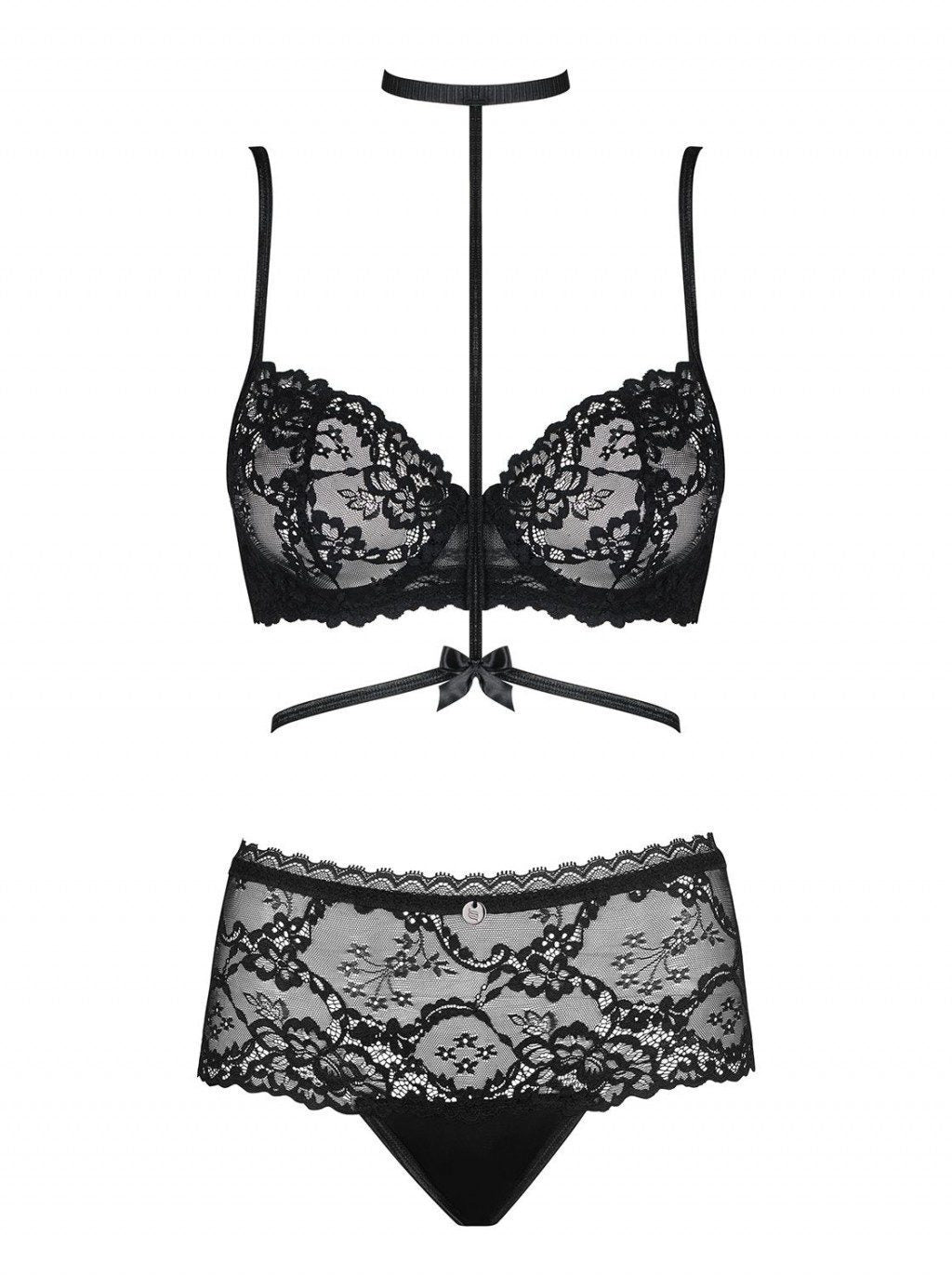 Completino nero 2 pezzi con collarino Raquelia