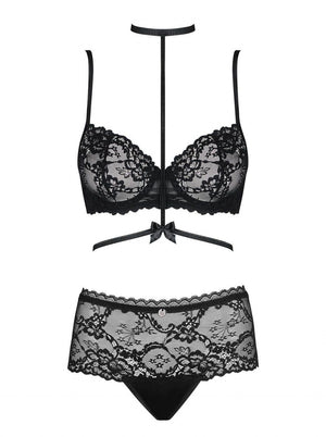 Completino nero 2 pezzi con collarino Raquelia