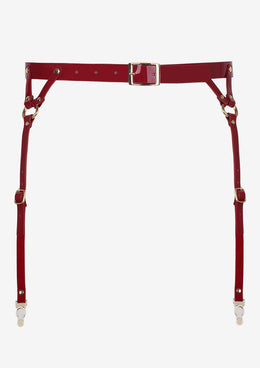 Reggicalze in similpelle laccata rossa Courtisane