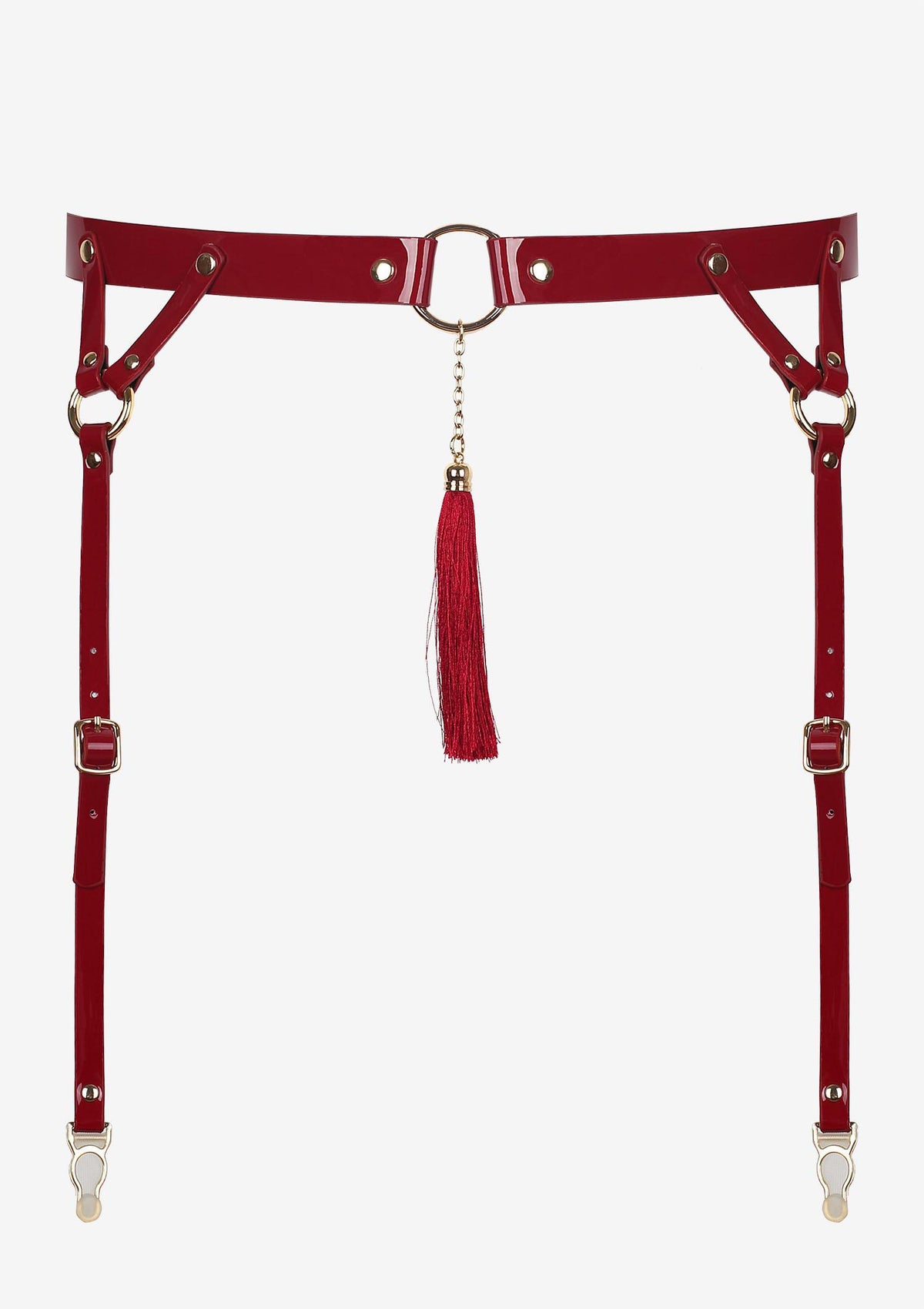 Reggicalze in similpelle laccata rossa Courtisane
