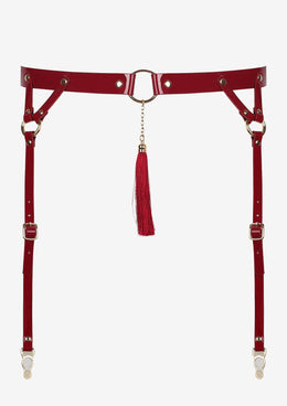 Reggicalze in similpelle laccata rossa Courtisane