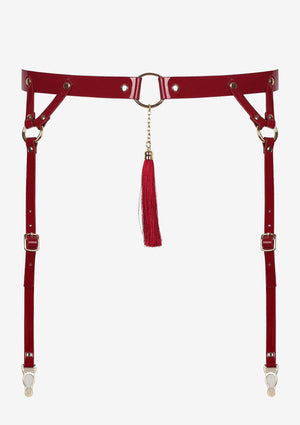 Reggicalze in similpelle laccata rossa Courtisane
