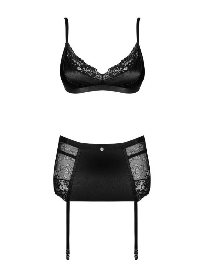 Completino 3 pezzi in pizzo nero Blanita