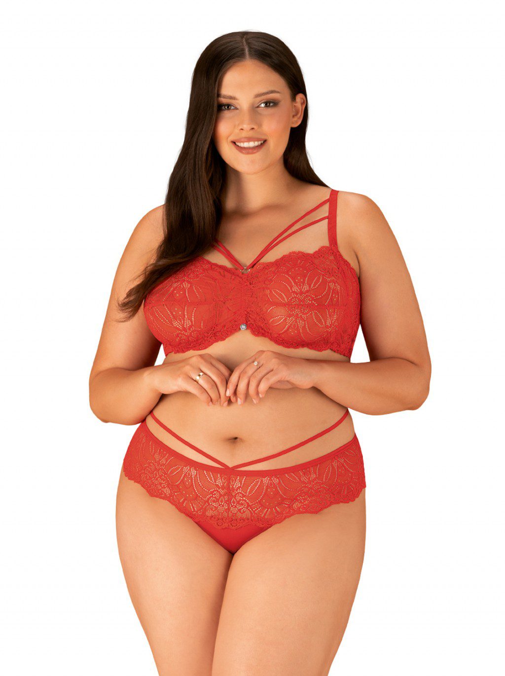 Completo intimo rosso 2 pezzi Loventy taglie plus