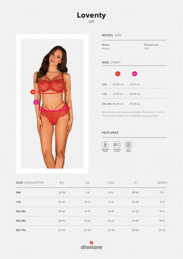 Completo intimo rosso 2 pezzi Loventy taglie plus