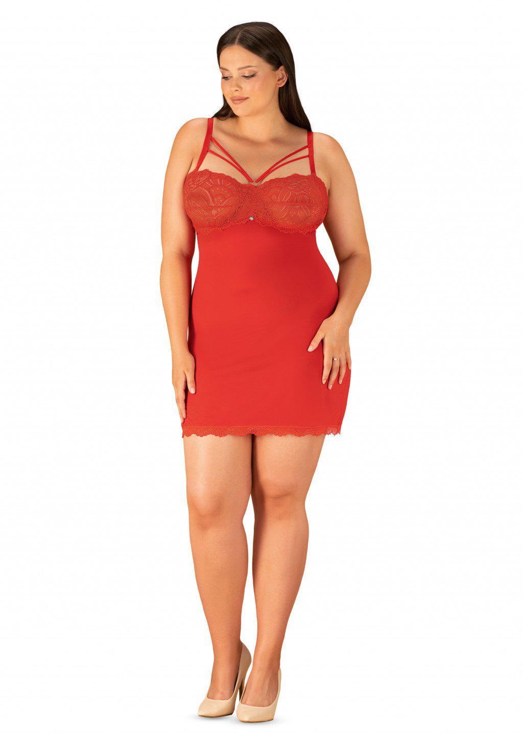Chemise rossa Loventy taglie plus