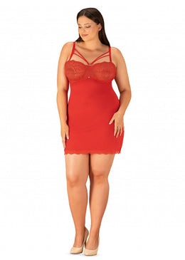 Chemise rossa Loventy taglie plus