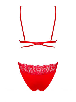 Completo intimo rosso 2 pezzi con stringhe Diyosa