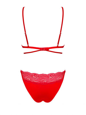 Completo intimo rosso 2 pezzi con stringhe Diyosa