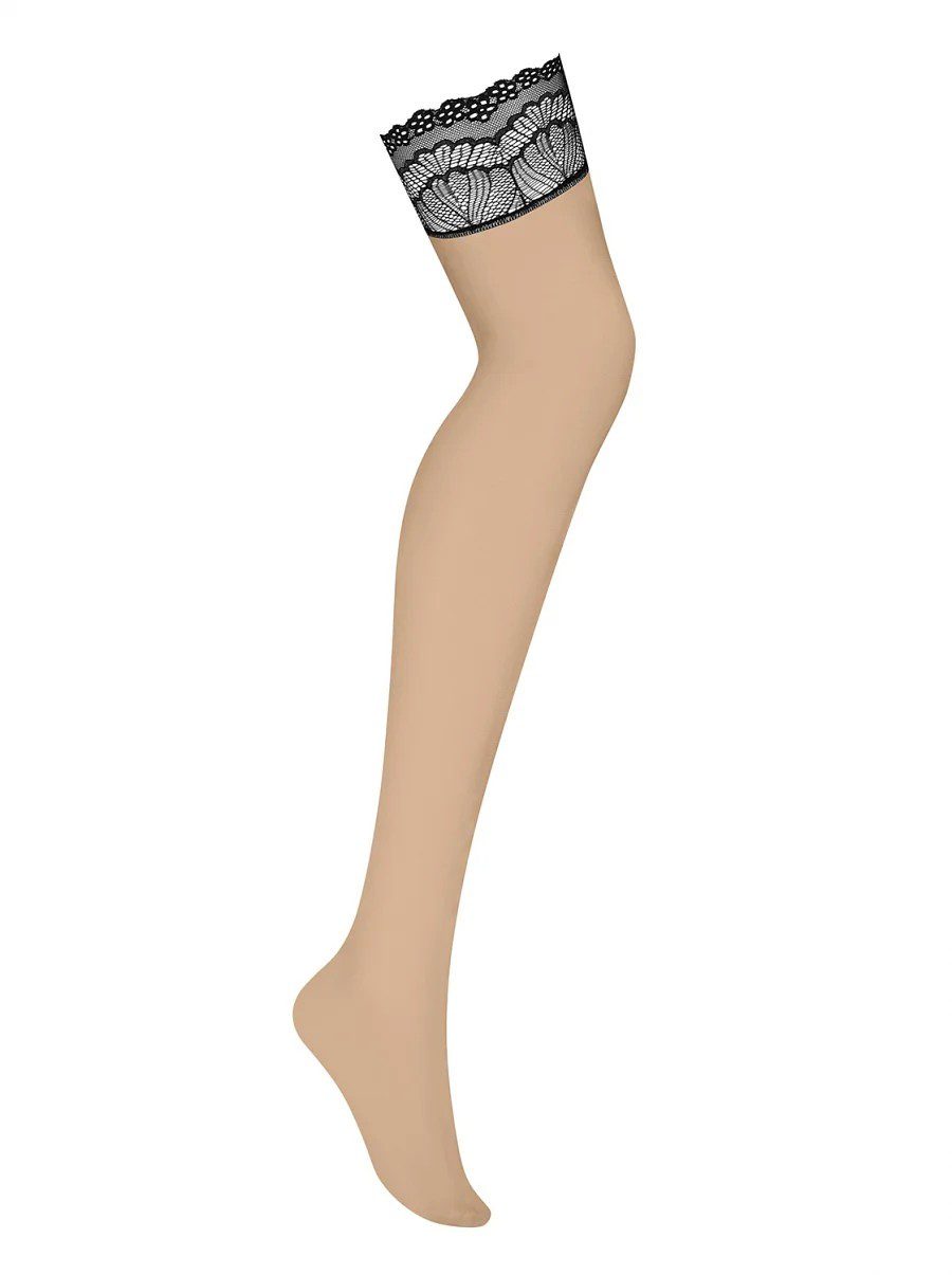 Calze da reggicalze nude balza in pizzo nero 15 den Isabellia