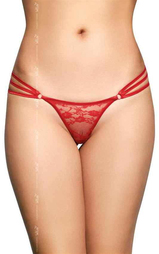 Perizoma rosso stringato in pizzo