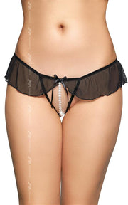 Perizoma aperto nero con perline