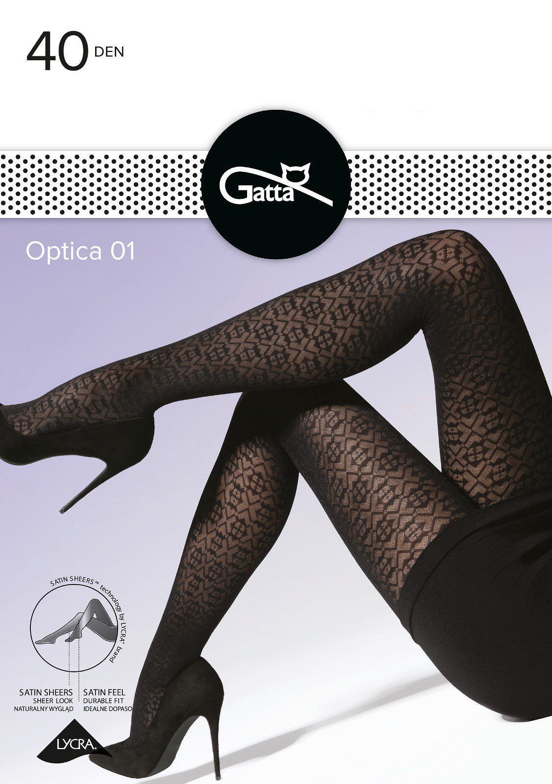 Collant retina jacquard 40 den Optica 01