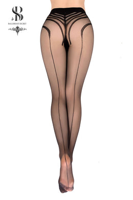 Collant velato con riga dietro e strisce 20 den Art. 559