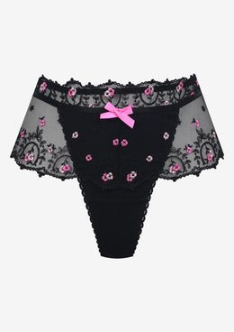 Perizoma in tulle con ricami rosa Margherita taglie plus
