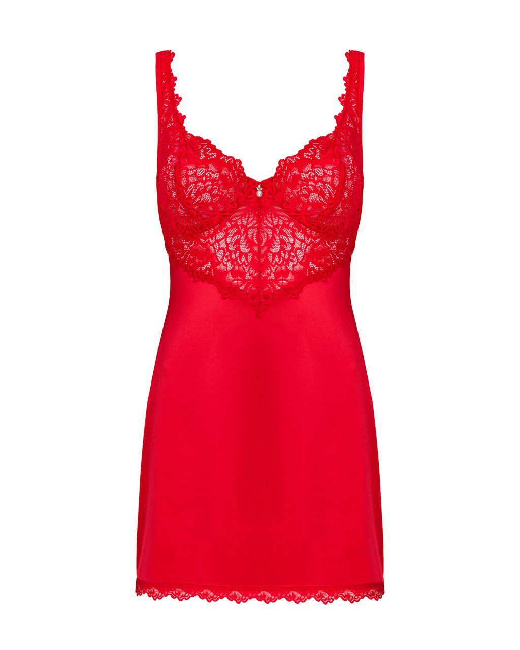 Chemise rossa in raso e pizzo Amor Cherris