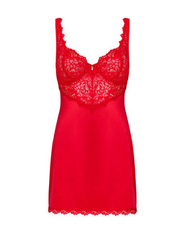 Chemise rossa in raso e pizzo Amor Cherris