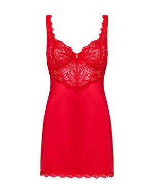 Chemise rossa in raso e pizzo Amor Cherris