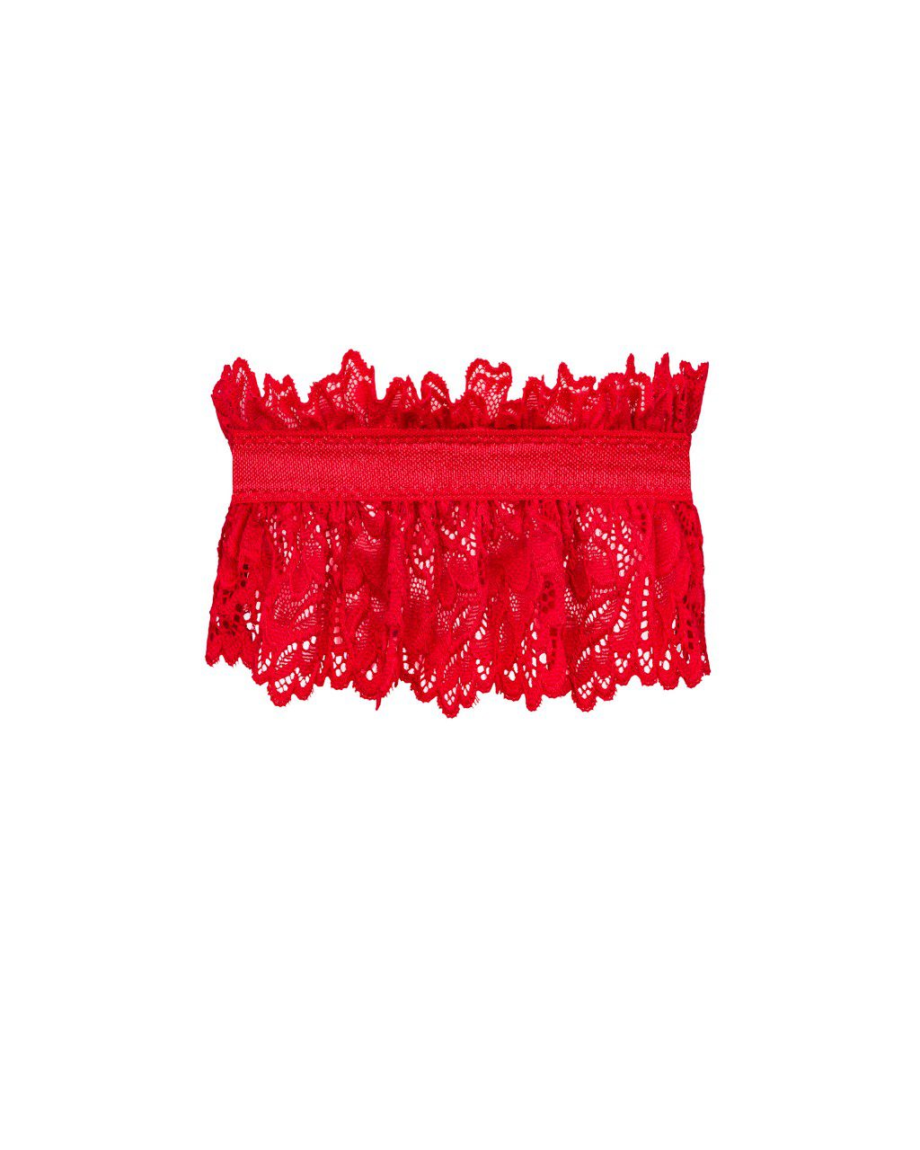 Giarrettiera rossa in pizzo con perla Amor Cherris